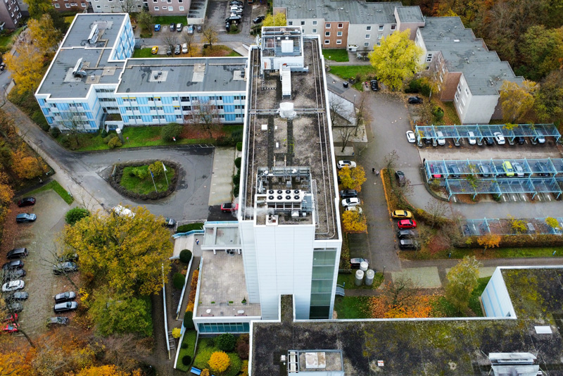 Vogelperspektive des Gebäudes des DRV Rehazentrums Bad Homburg
